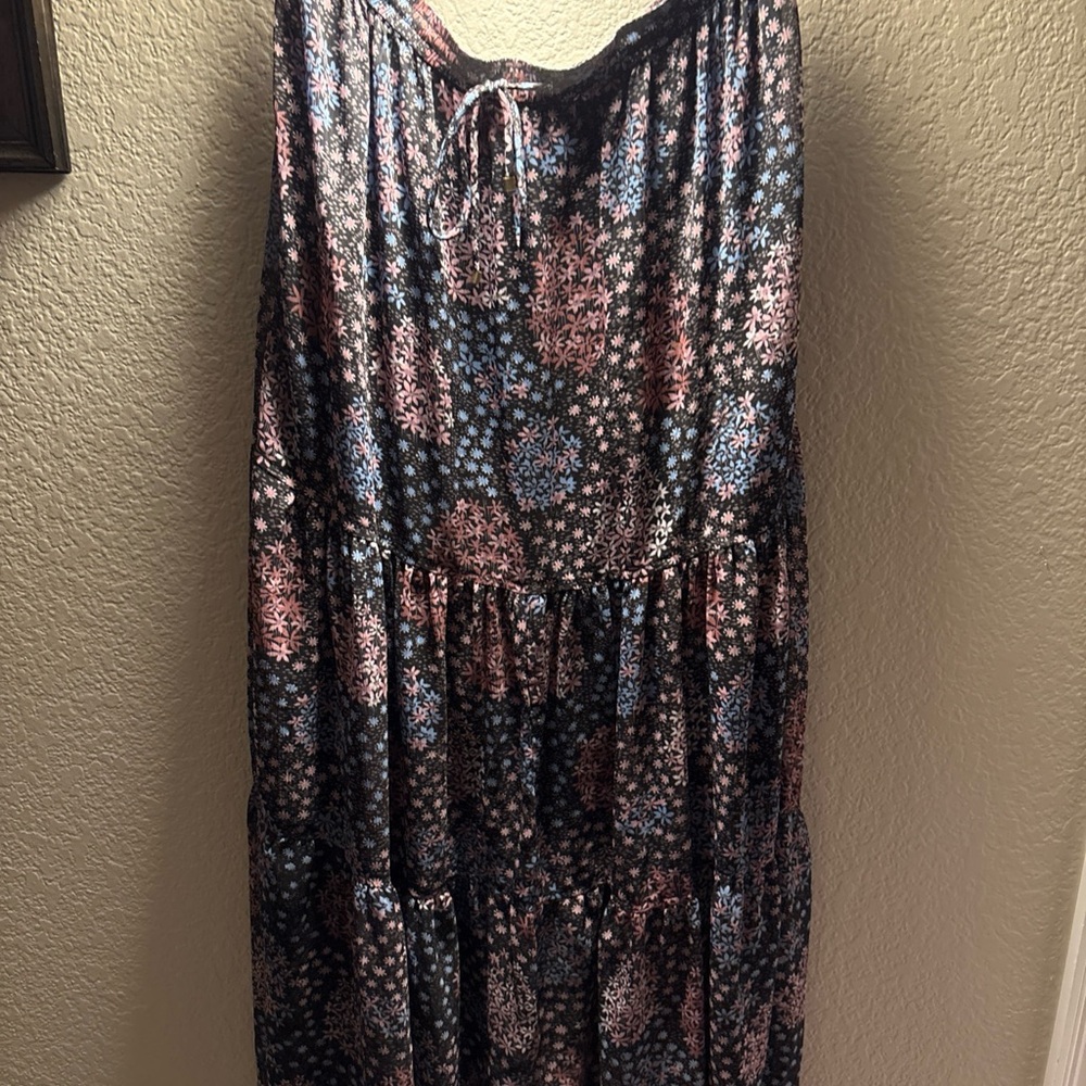 Maeve ANTHROPOLOGY Moon Lake Mix Purple Floral Tiered Chiffon Maxi Skirt Size M